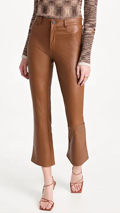Shop Paige Claudine High Rise Straight Leg Ankle Jean In Cognac Luxe Coating In Brown