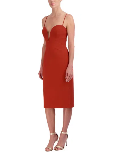 Shop Bcbgmaxazria Womens Open Back Midi Cocktail And Party Dress In Red