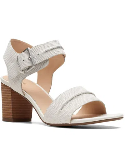 Shop Clarks Karseahi Seam Womens Leather Ankle Strap Heels In White