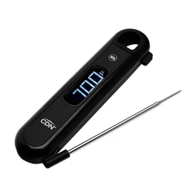 Cdn Proaccurate Digital Folding Thermocouple Thermometer With Backlit Display, Black In Black