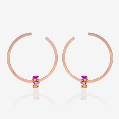 Shop Suzanne Kalan 18k Rose Gold, Sapphire And Diamond Hoop Earrings In Purple