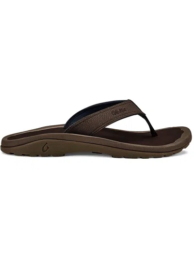 Shop Olukai Mens Laceless Flat Thong Sandals In Brown