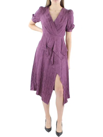 Shop Bcbgmaxazria Womens Jacquard Midi Cocktail And Party Dress In Purple