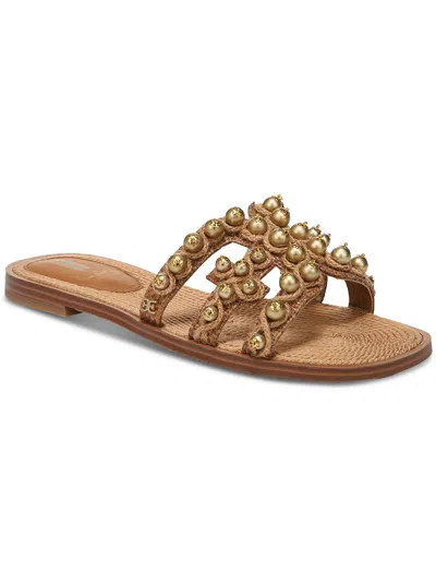 Shop Sam Edelman Bay Soleil Womens Raffia Slip-on Slide Sandals In Brown