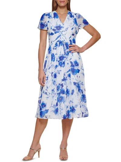 Shop Dkny Womens A-line Floral Fit & Flare Dress In Multi