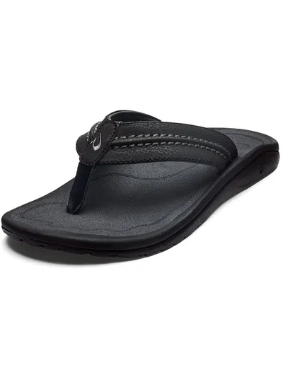 Shop Olukai Hokua Mens Slip On Thong Flip-flops In Black