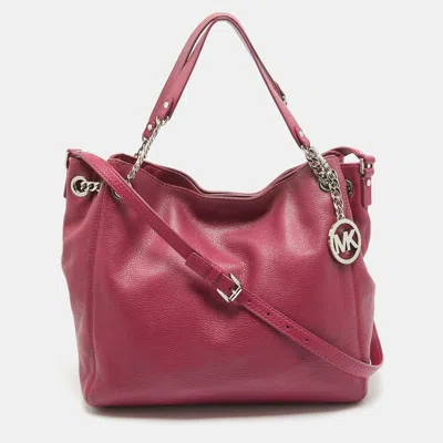 Shop Michael Michael Kors Magenta Leather Chain Shoulder Bag In Pink