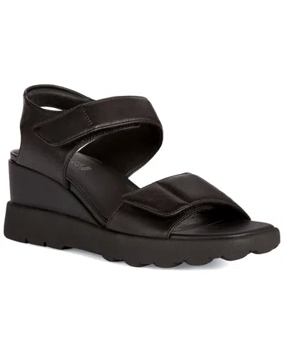 Shop Geox Spherica Leather Sandal In Black
