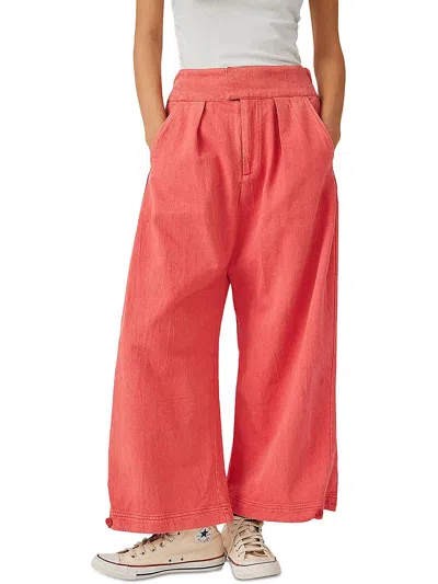 Shop Free People Womens High Rise Flare Leg Wide Leg Pants In Pink
