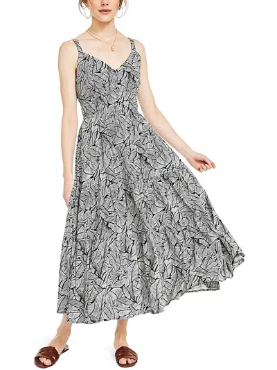 Shop Nautica Womens Printed Cinch Waist Midi Dress In Grey