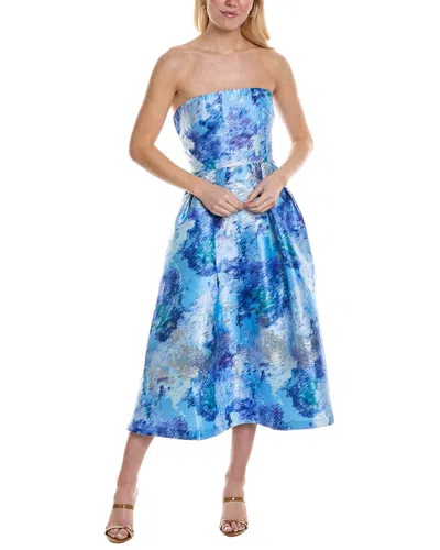 Shop ml Monique Lhuillier Violet Jacquard Midi Dress In Blue