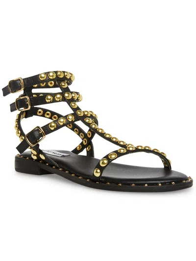 Shop Steve Madden Tashia Womens Faux Leather Padded Insole Gladiator Sandals In Black