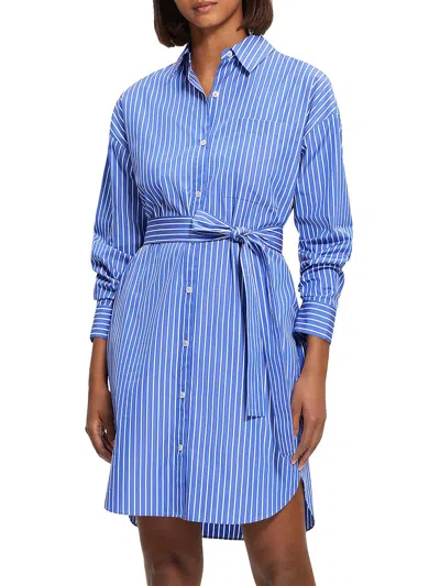 Shop Theory Womens Cotton Mini Shirtdress In Blue