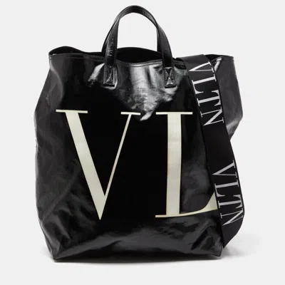 Shop Valentino Coated Canvas Vltn Shopper Tote In Black