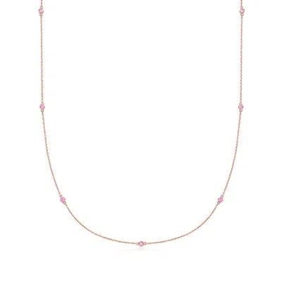 Shop Rs Pure By Ross-simons Pink Sapphire Station Necklace In 14kt Rose Gold