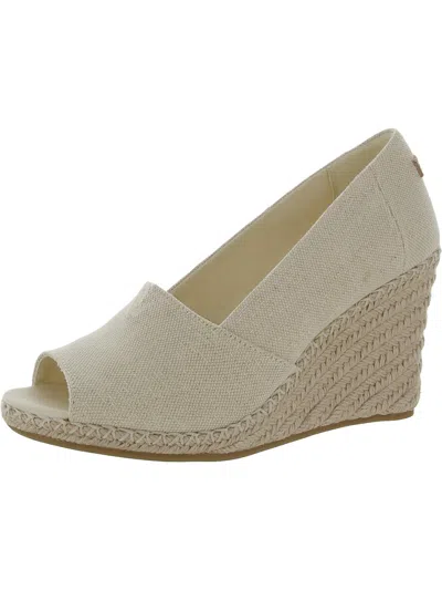 Shop Toms Classic Womens Peep-toe Slip On Wedge Sandals In Beige