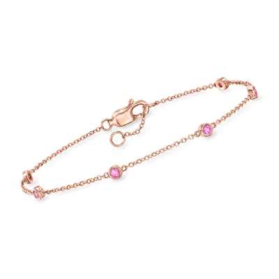 Shop Rs Pure By Ross-simons Pink Sapphire Station Bracelet In 14kt Rose Gold