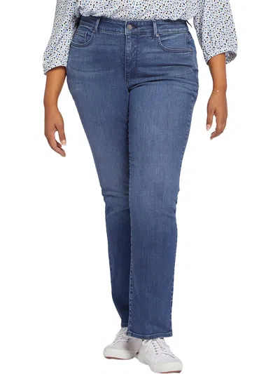 Shop Nydj Plus Marilyn Womens Medium Wash Stretch Straight Leg Jeans In Multi