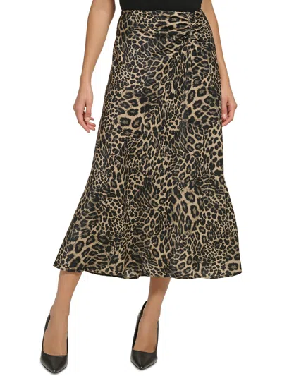 Shop Dkny Womens Midi Ruched Midi Skirt In Multi