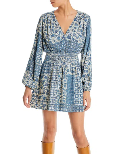 Shop Aqua Womens Metallic Short Fit & Flare Dress In Blue