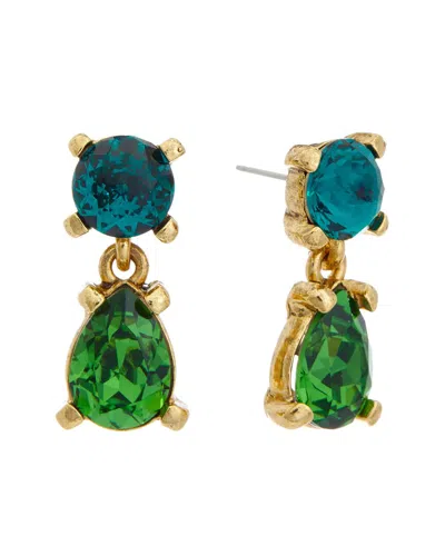 Shop Oscar De La Renta Fall 2023 14k Nano Drop Earrings In Green