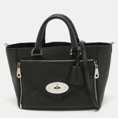 Shop Mulberry Leather Small Willow Tote In Black