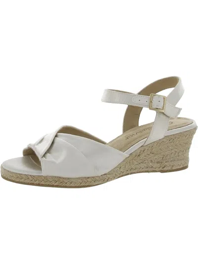 Shop Bella Vita Isabeth Womens Pleated Ankle Wedge Sandals In White