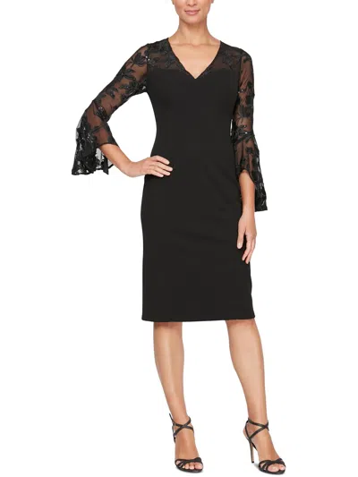 Shop Alex Evenings Petites Womens Semi-formal Above-knee Sheath Dress In Black