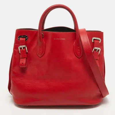 Shop Ralph Lauren Leather Tote In Red