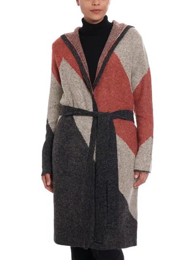 Shop Joseph A Womens Hooded Midi Cardigan Sweater In Multi