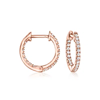 Shop Rs Pure By Ross-simons Diamond Inside-outside Hoop Earrings In 14kt Rose Gold In Silver