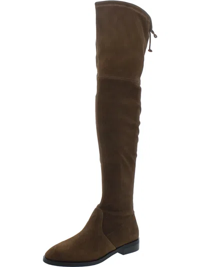 Shop Stuart Weitzman Jocey City Womens Suede Flat Over-the-knee Boots In Brown