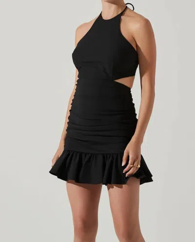 Shop Astr Ariane Pleated Halter Mini Dress In Black