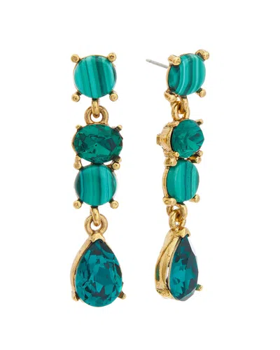 Shop Oscar De La Renta Fall 2023 14k Malachite Drop Earrings In Blue
