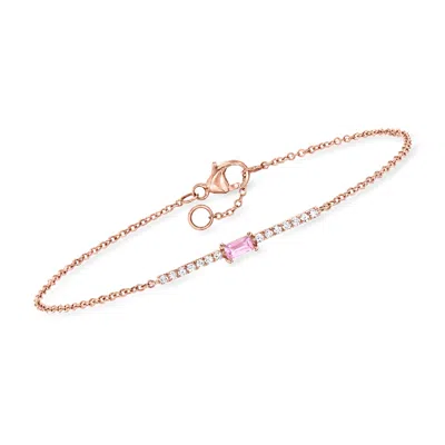 Shop Rs Pure By Ross-simons Pink Sapphire And . Diamond Bar Bracelet In 14kt Rose Gold
