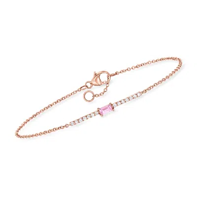 Rs Pure By Ross-simons Pink Sapphire And . Diamond Bar Bracelet In 14kt Rose Gold In Pink