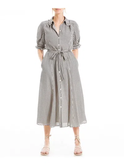 Shop Max Studio Womens Floral Midi Shirtdress In Grey