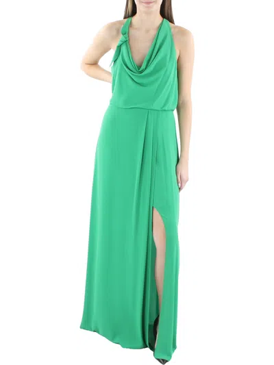 Shop Bcbgmaxazria Womens Halter Cowl Neck Evening Dress In Green