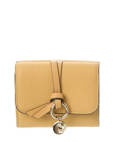 Shop Chloé Alphabet Leather French Wallet In Beige