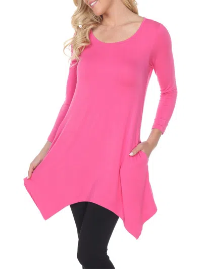 Shop White Mark Womens Boatneck Handkerchief Hem Tunic Top In Pink