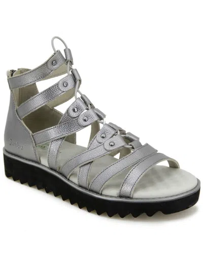 Shop Jambu Rome Womens Leather Flatform Gladiator Sandals In Grey