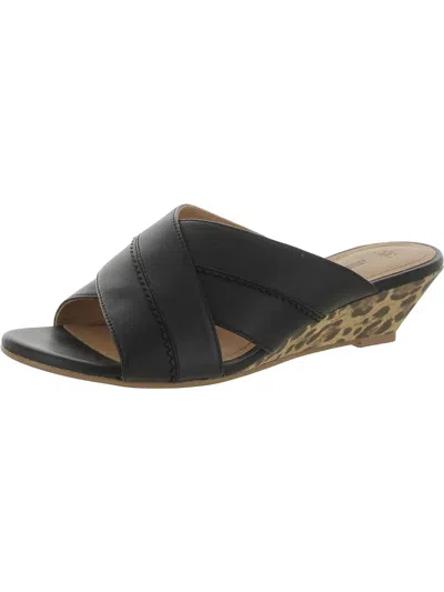 Shop Johnston & Murphy Marlena Womens Leather Criss-cross Slide Sandals In Black