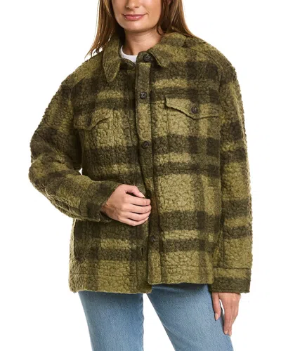 Shop Allsaints Rosey Check Wool-blend Jacket In Green