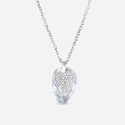 Shop Superoro 18k White Gold, Diamond And Prasiolite Pendant Necklace In Silver