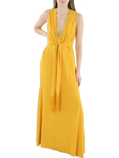 Shop Bcbgmaxazria Womens Plunging V-neck Evening Dress In Yellow