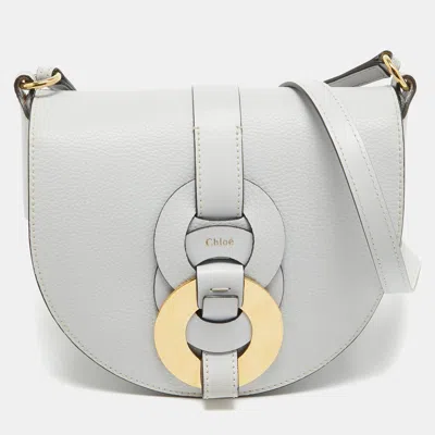 Shop Chloé Light Leather Darryl Shoulder Bag In White