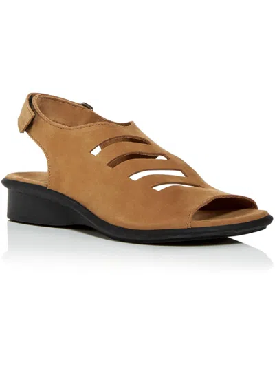 Shop Arche Saorna Womens Nubuck Cut-out Slingback Sandals In Brown