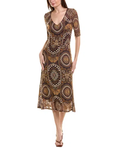Shop Johnny Was Loving Is Easy Mesh Midi Dress In Brown