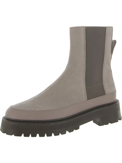 Shop Mansur Gavriel Womens Suede Lugged Sole Ankle Boots In Grey
