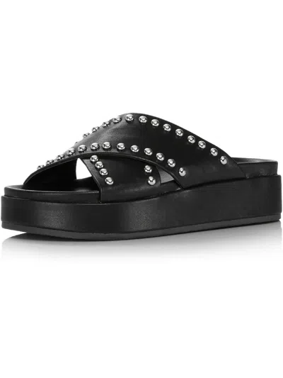 Shop Aqua Krisa Womens Faux Leather Criss-cross Front Footbed Sandals In Black